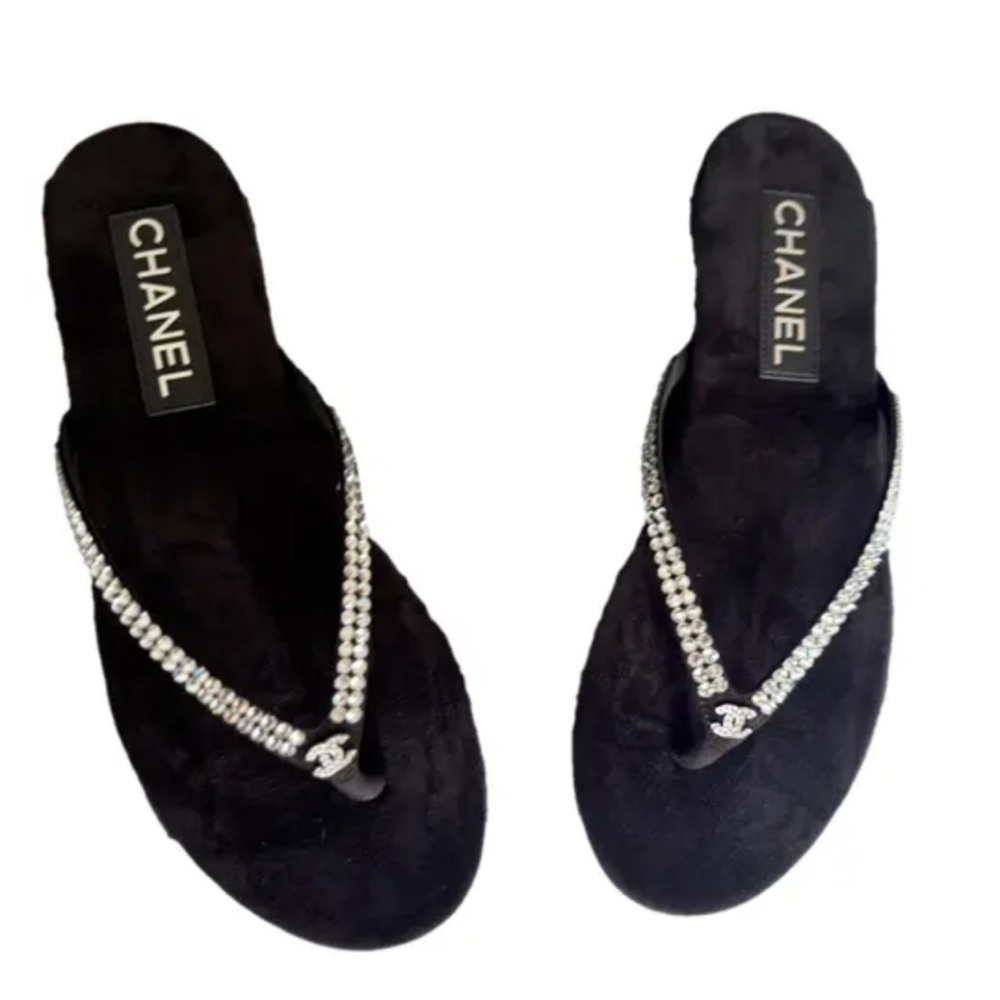 CHANEL RHINESTONE THONGS